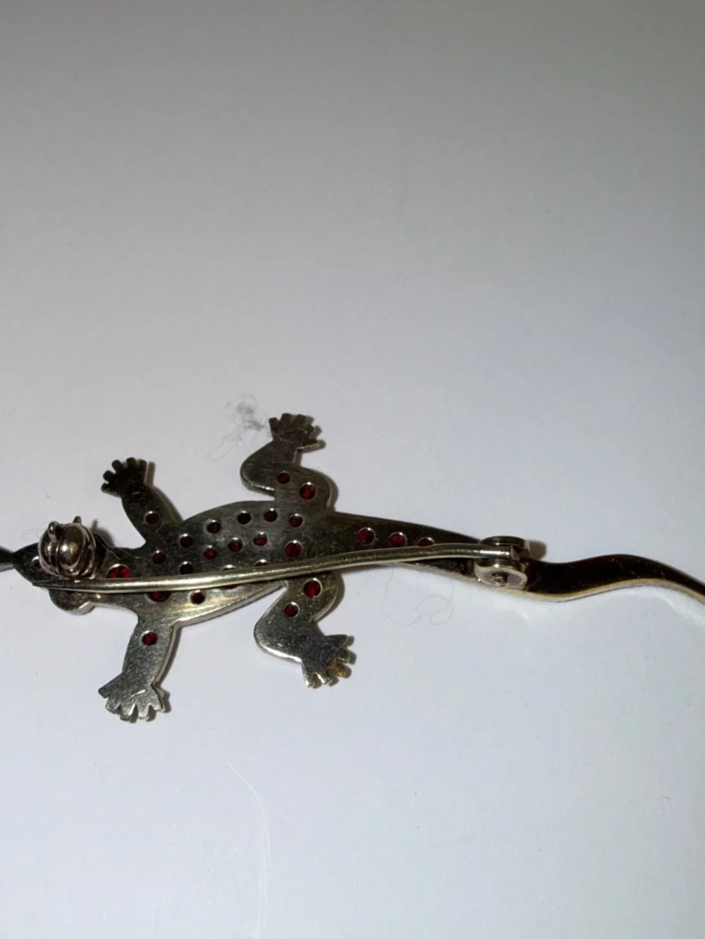 Victorian Bohemian Garnet Lizard Brooch/Pin in Vermeil Sterling Silver